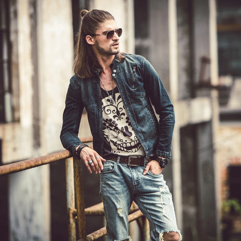 

Casual Slim Fit Mens Jeans Jacket Plus Size 3XL Bomber Jacket Men High Quality Cowboy Men's Denim Jackets Chaqueta Hombre A506