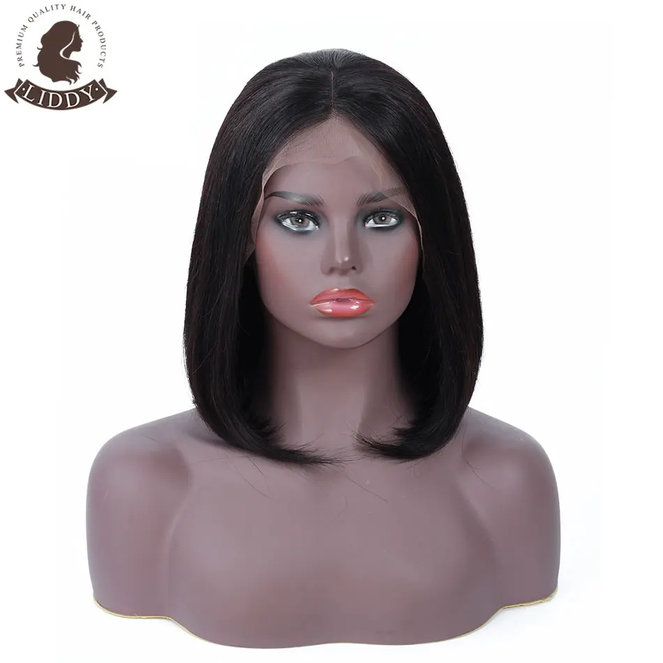 Прямые короткие парики Liddy 13*4 из малайзийских человеческих волос на сетке