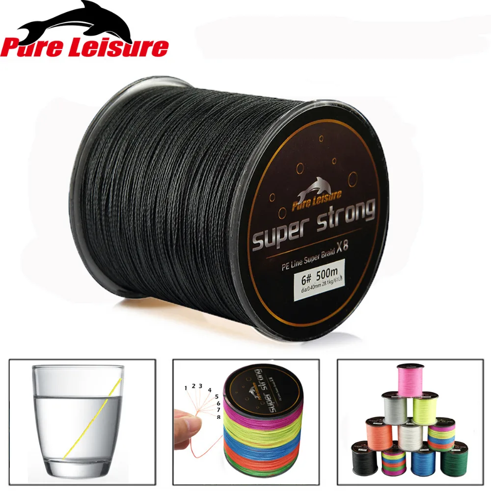 PureLeisure 500 м леска мультифиламентная 8 плетеная 4 стойки для нахлыстом tresse de peche 1 # 12