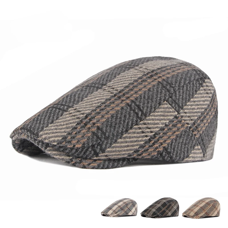 

Korean Winter New Patterned Hat Men's British Woolen Beret Caps Women's Warm Painter Bere Petten Voor Mannen Baret