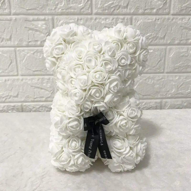 

HOT Valentines Day Gift 25cm Red Rose Teddy Bear Rose Flower Artificial Decoration Christmas Gifts Women Valentines Gift