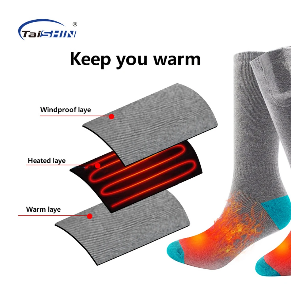 Зимние перезаряжаемые электрические Подогреваемые носки с аккумулятором 3 7 в