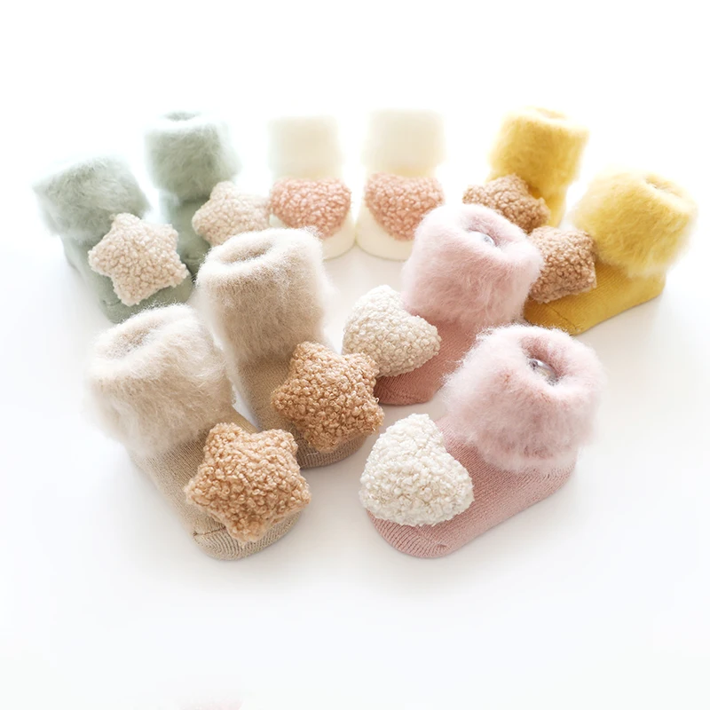 

non slip socks baby newborn socks winter warm baby boy socks rubber soles anti slip thick socks terry 2 pairs/set girl infants