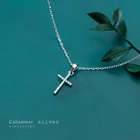 Colusiwei 925 стерлингового серебра роскошный колье с подвеской в виде креста для женщин сверкающий чистый CZ обручальные кольца ювелирные изделия, ювелирные изделия и принтом в виде героев мультиков