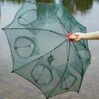 Усиленная Автоматическая рыболовная сеть с 6 отверстиями, клетка для креветок, нейлоновая Складная ловушка для рыбы, кастинговая сеть, складная ловушка для крабов, рыболовная сеть