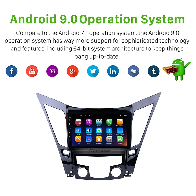 Seicane Android 9,0 Автомобильный мультимедийный плеер для 2011- HYUNDAI Sonata i40 i45 Поддержка TPMS DVR OBDII SWC " gps Navi Стерео
