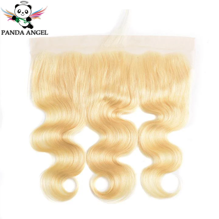 Panda 613 Blonde Bundles With Closure Remy Brazilian Hair Weave Bundles Body Wave 613 Blonde 3 Bundles With Lace Frontal Closure