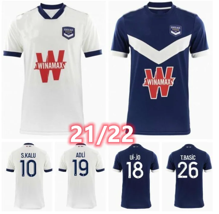 

21/22 FC Girondins Bordeaux Soccer Jerseys ADLI BRIAND OUDIN S.KALU T.BASIC 2021 2022 Jersey football Shirt Men Kids Kit uniforms