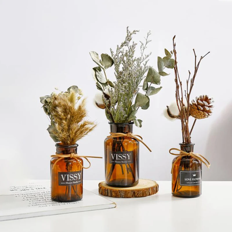 Скандинавские Инс креативные прозрачные коричневые травяные бутылки