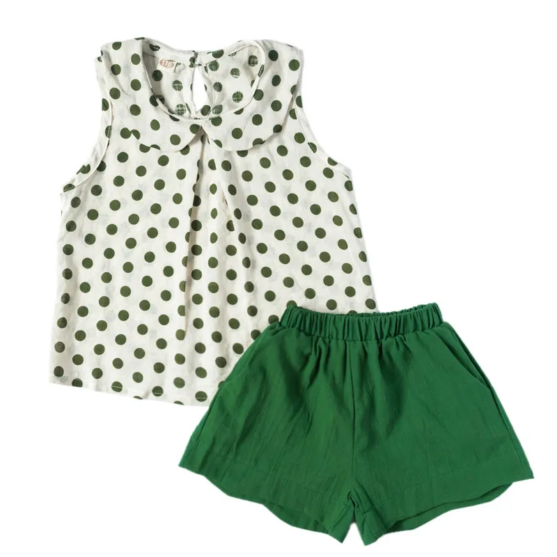 

Dots 2pcs Clothes Suit Spring Summer Children Clothes Baby Girls Blouse + Shorts Kids Teenagers Outwear High Quality