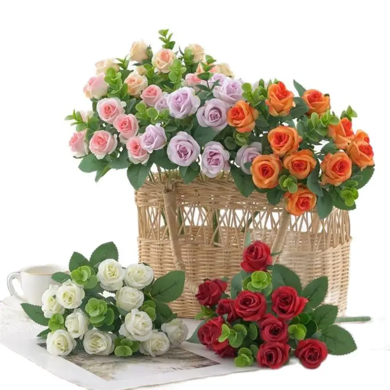 

Искусственные розы, 7 шт. (5 стеблей/бутон), Длина 11,81 дюйма, имитация роз, эвкалипт для искусственных цветов