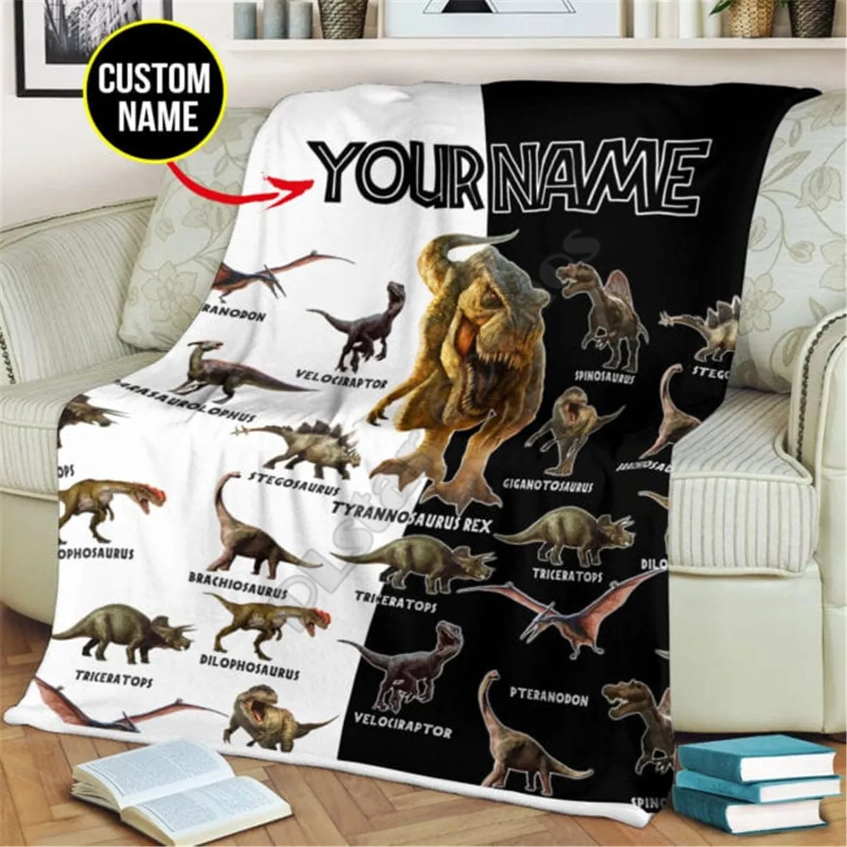 

Customize your name Dinosaur 3d printed fleece blanket Beds Hiking Picnic Thick Fashionable Bedspread Sherpa Throw Blanket 01