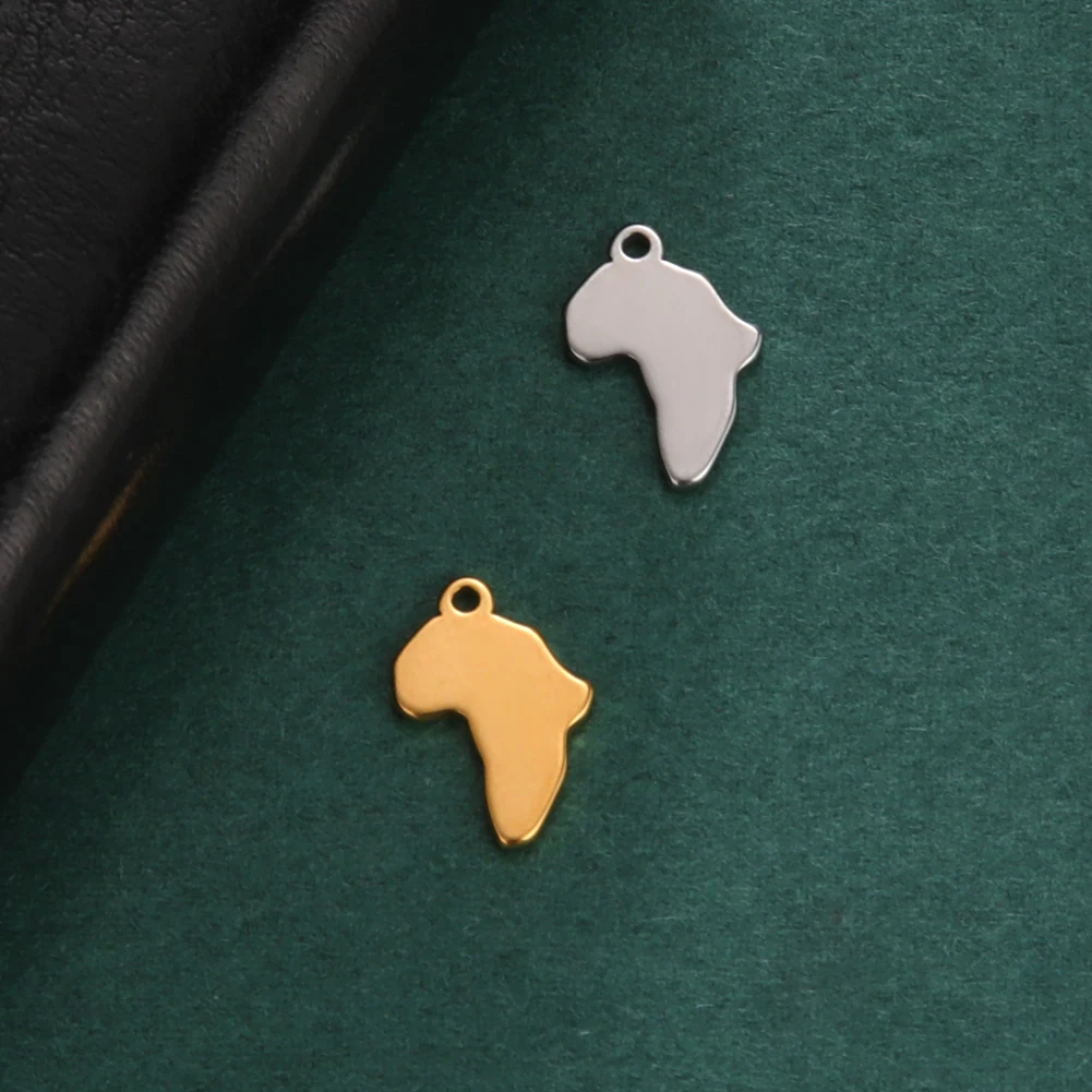 

EUEAVAN 10pcs/lot Stainless Steel Charms for Making Jewelry Making Gold Color Africa Map Charm for Women Wholesale Accessories