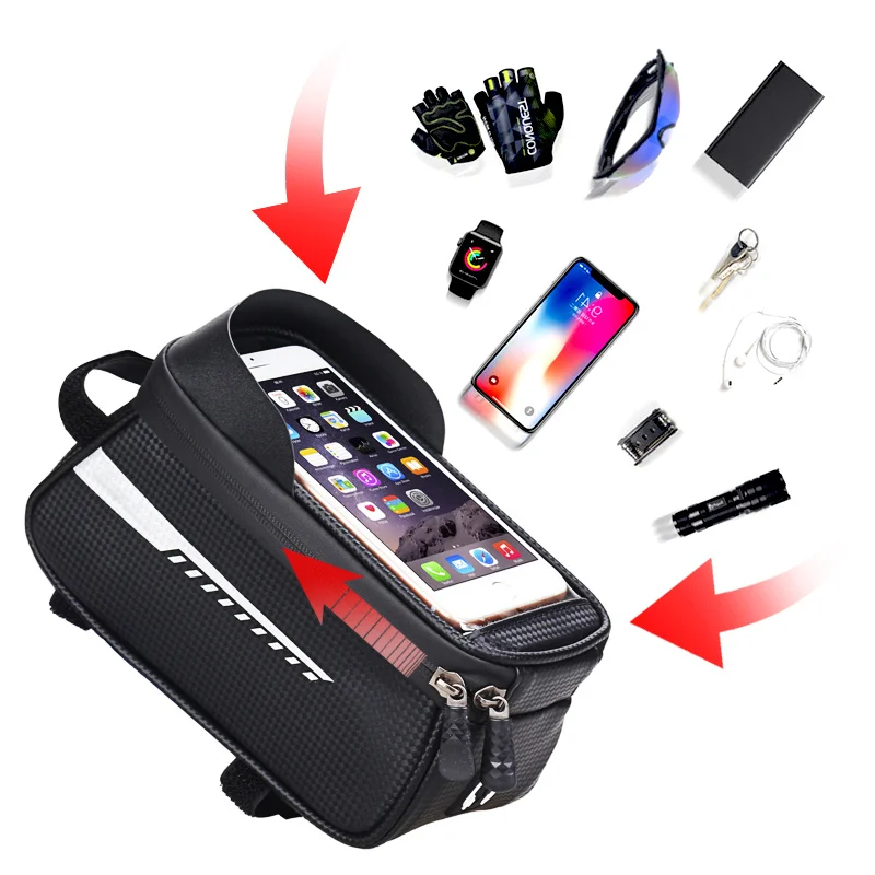 bike bag front cycling bag cell phone holder with touchscreen top tube rainproof bicycle phone bags mtb accessories free global shipping
