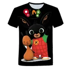 Милая Детская одежда Bing 4-14, футболка для мальчиков и девочек, футболка с мультяшным принтом кролика, Детская летняя футболка