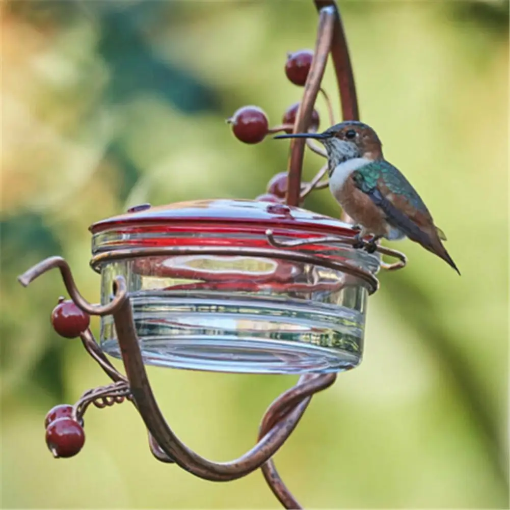 

Hummingbird Feeder Red Berries Decor Hanging Metal Detachable Pet Bird Water Drinker Parrot Feeding Tools Garden Decor Landscape