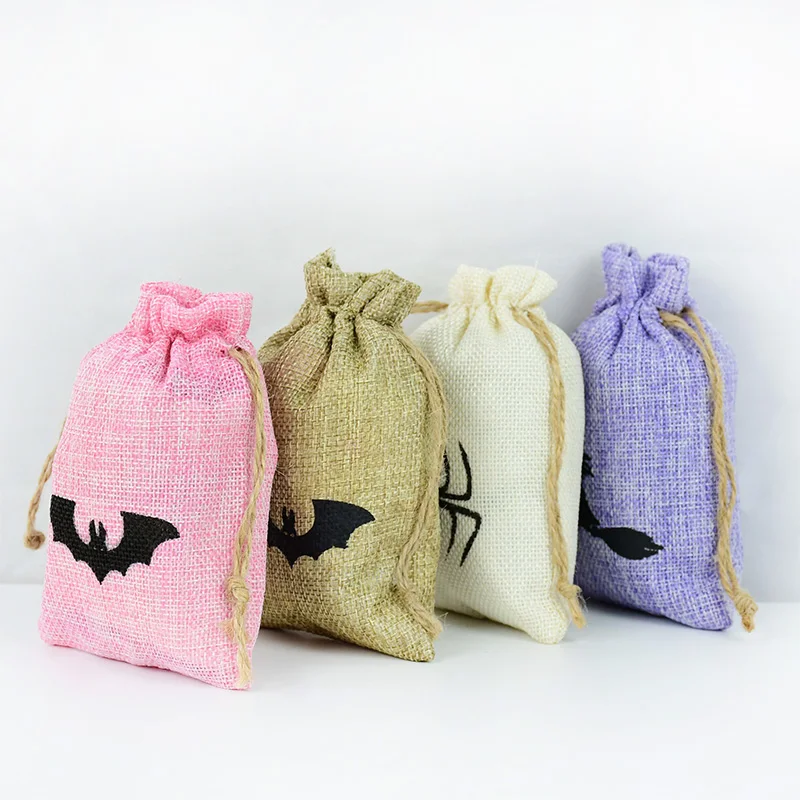 5 шт паук летучая мышь Скелет джутовые подарочные пакеты из мешковины с шнурком