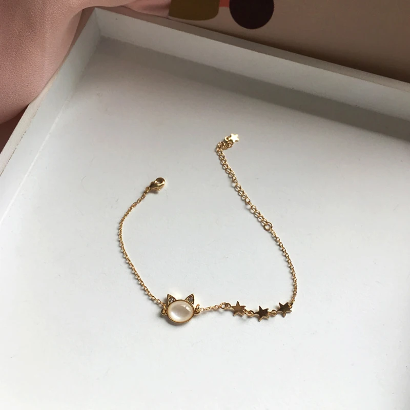 Креативный браслет с пятиконечной звездой и милой котенкой изысканный