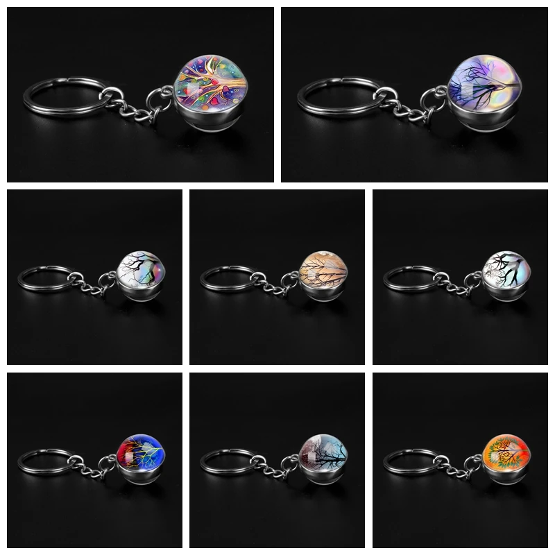 Новый стиль подвеска &quotДрево жизни&quot двухсторонний стеклянный брелок