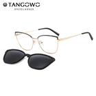 Женские винтажные солнцезащитные очки TANGOWO Cateye, поляризационные солнцезащитные очки для близорукости UV400, брендовые дизайнерские очки с магнитной застежкой B23108