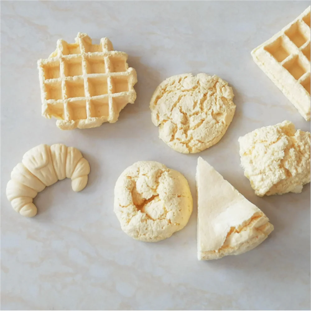 3D Ins Simulation Large Waffle Candle Silicone Molds DIY Cookies Croissant Donut Handmade Making Wax Cake Plaster Mould Baking | Дом и сад