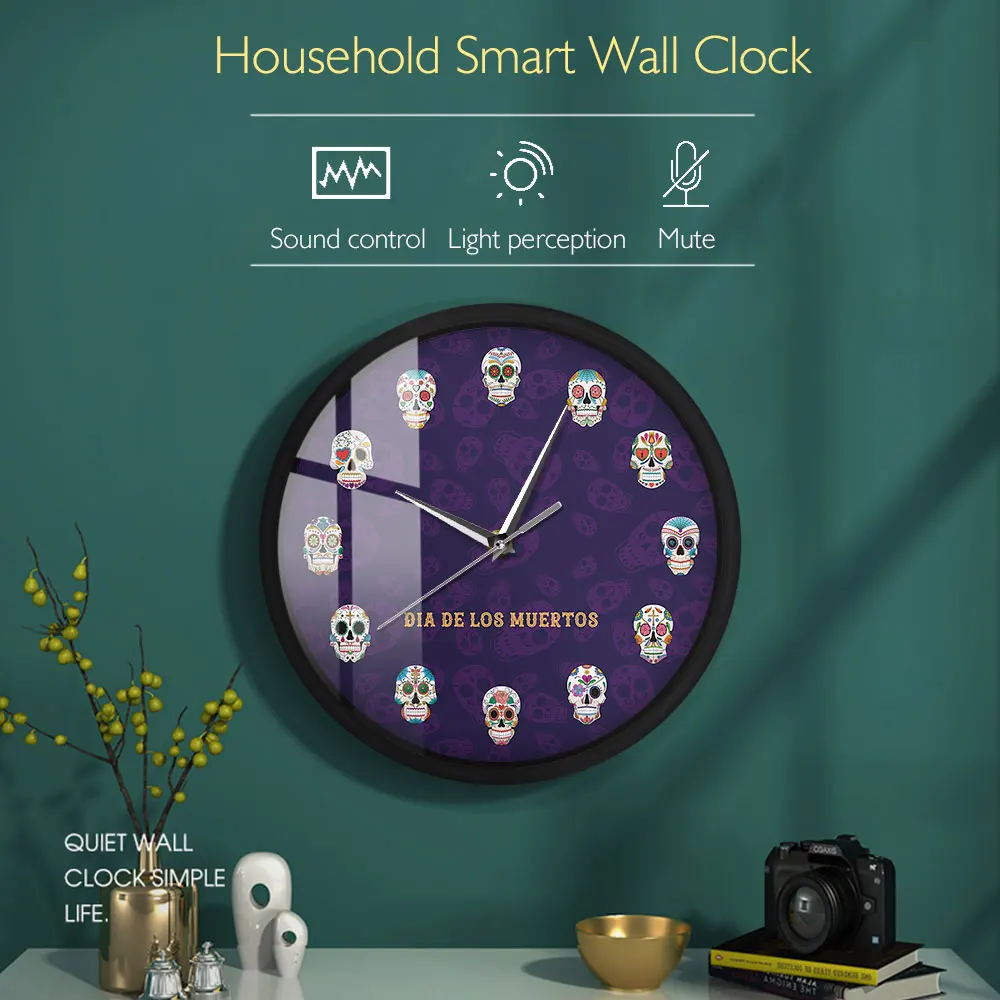 Настенные часы с изображением мексиканской мандалы в металлической рамке