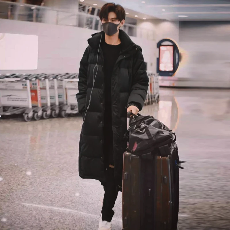 Пальто с капюшоном для женщин осенняя теплая Толстая длинная пуховая куртка зима