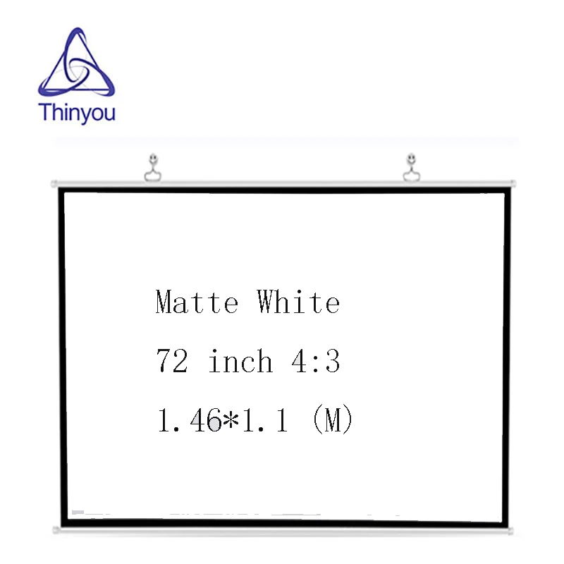 

Thinyou Portable Projector Screen 72 inch 4:3 HD Matte White screen projector Manual Pull Down ecran de projection beamer screen