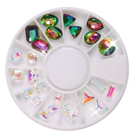 12 styles nail art ab colorful glitter rhinestones crystal gems decoration wheel shiny diamonds jewelry diy manicure tools