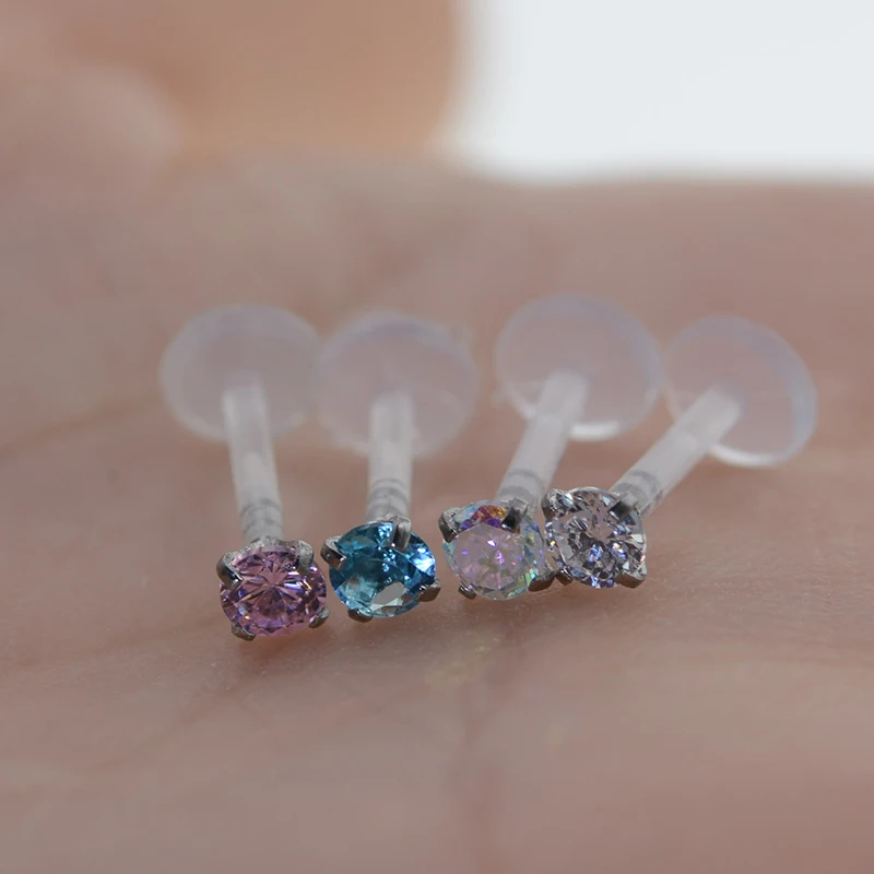 

lbios labret, 1 pea de piercing de zircnio tragus, cartilagem bioplstica, flexvel, joia de piercing de lbio labret, 16g