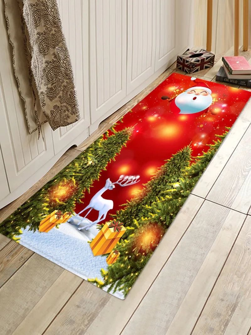 Рождественский Противоскользящий коврик для кухни столовой камина пола
