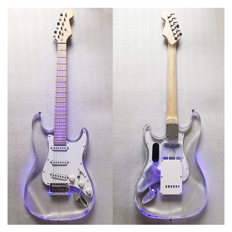 

Classic transparent acrylic electric guitar, dream Blu ray, high-end Maple neck, beautiful timbre, free delivery to home.