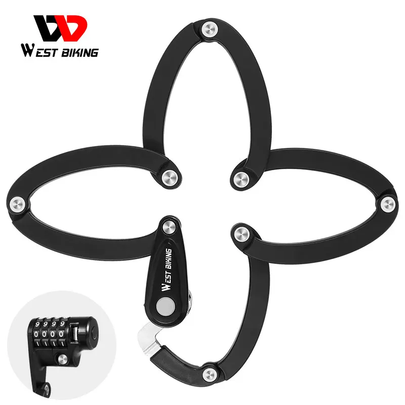 

WEST BIKING Password Bike Lock Foldable Anti-Theft Security Lock With 2 Keys Candado Bicicleta Electric Bicycle Part Chain Lock