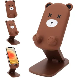 kawaii cute cartoon foldable adjustable cartoon animal cell phone holder for desk portable universal desk laptop phone stand free global shipping