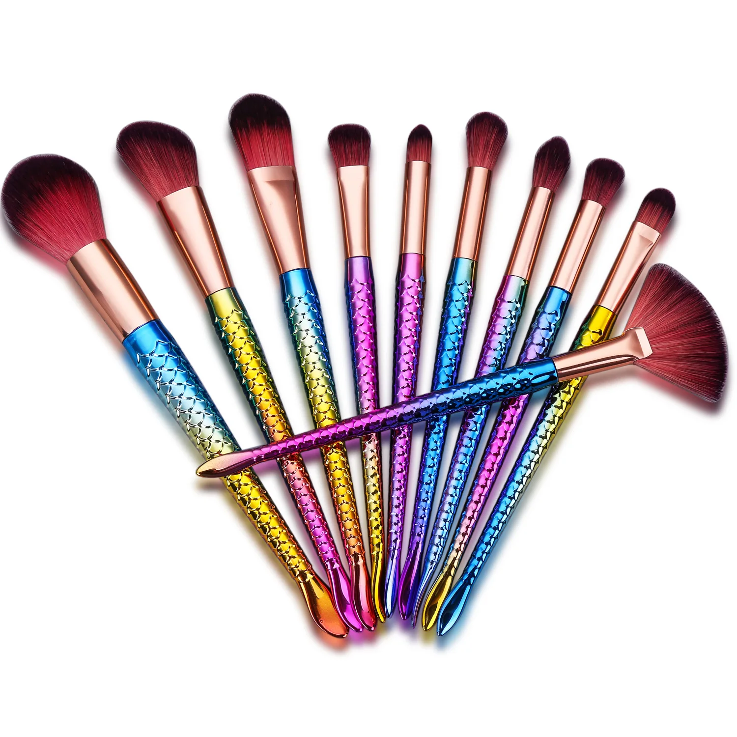 

8Pcs Mermaid Makeup Brushes Colorful Makeup Brushes Fishtail Makeup Brushes Powder Eye Shadow Foundation Blush Beauty Make Up