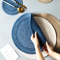 heat insulation round table mat woven ramie placemats anti slip dining table mats tableware bowl pads kitchen drink cup coasters