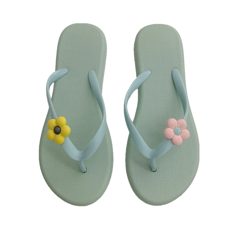 Шлепанцы женские с цветами Симпатичные сандалии для девочек без застежки