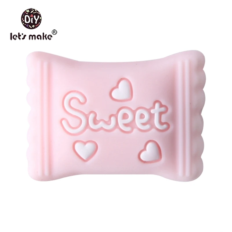 candy light pink Let'S Make/1 шт., силиконовый прорезыватель, бусины, Шестигранник, Прорезыватель для зубов, маленькие грызуны, мультфильм, жемчуг, 0-12 месяцев, силиконовая погремушка, детский Прорезыватель - Цвет: candy light pink