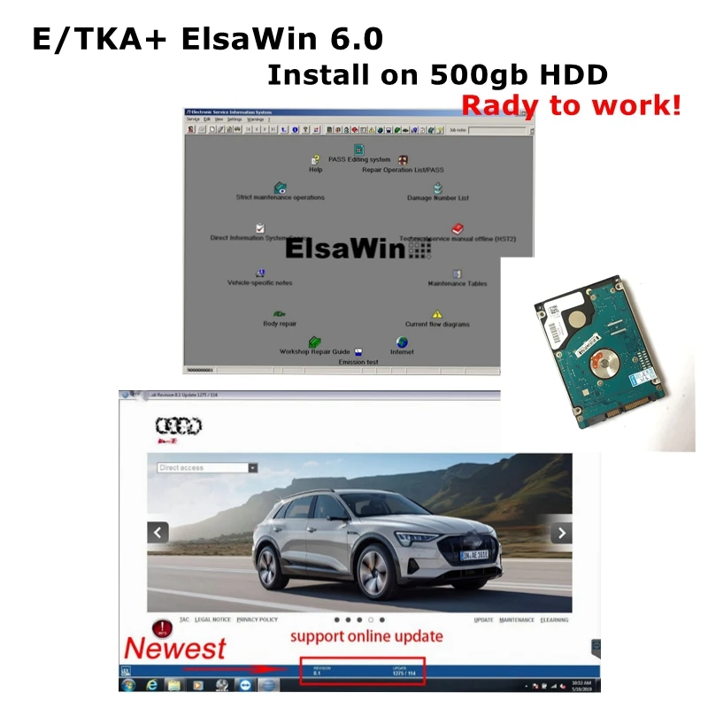 

2021E T/ K 8 .2 Support Online Update Cars V/A/ G Group Vehicles Electronic Parts Catalogue ElsaWin 6.0 Install on 500gb HDD