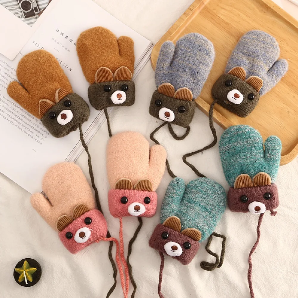 

Детские плотные теплые зимние пушистые перчатки с воротником подвесные зимние теплые перчатки с флисовой подкладкой грелка для рук для дет...