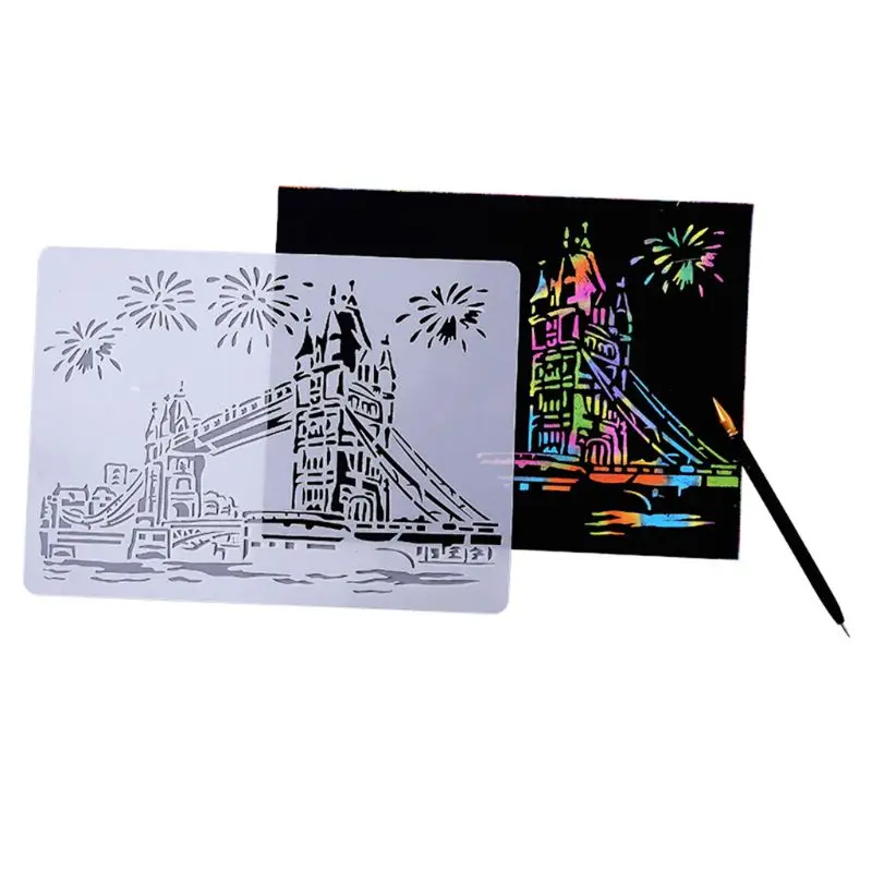 

5pcs/set 21x29cm Tower Sailboat DIY Layering Stencils Wall Painting Scrapbook Coloring Embossing Album Decorative Template