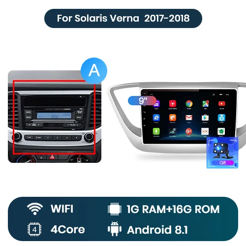 WIFI (1GB 16GB) A Junsun 2 г+ 32 Android 8,1 4 автомобиля радио мультимедиа видео плеер gps навигации для hyundai Verna din головное устройство нет dvd - Цвет: WIFI (1GB 16GB) A