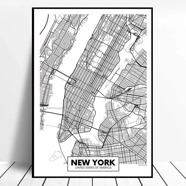 

New York City Map Poster USA Line Art Canvas Painting Modern Decoration Wall Picture Nordic Home Illustration Decoration