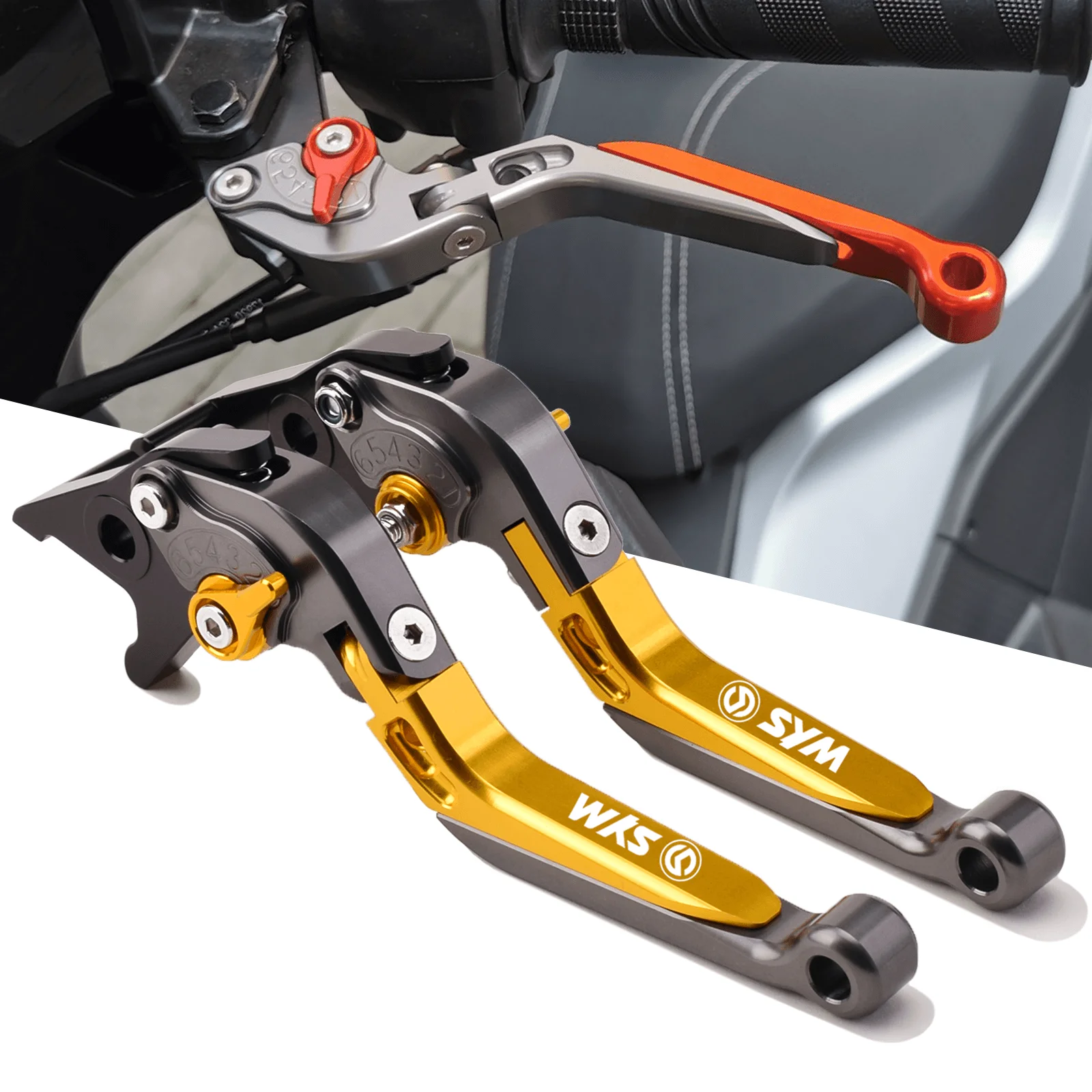 

For SYM JOYRIDE S 125 200 2014-Present Brake Lever Set, Adjustable Handle Levers Motor Bike Parts Accessories
