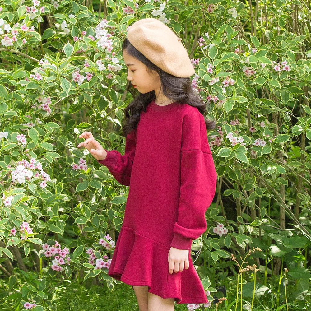 Зимние платья для девочек-подростков от 4 до 12 лет свитер с капюшоном и