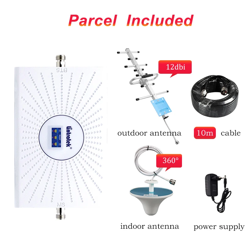 

70dB Tri Band Cellular Signal Booster 2G 3G 4G GSM 900 DCS LTE 1800 WCDMA 2100 UMTS Repeater Antenna Lintratek Amplifier Kit s7