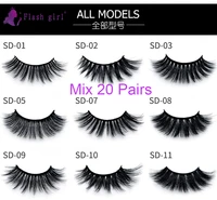 flash girl individual 1 pair sd 20 styles 3d 100 handmade wispy natural lashes silk makeup false mink eyelashes with packing