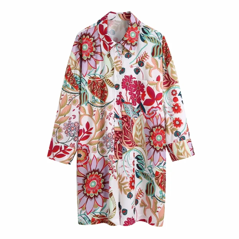 Женская рубашка с цветочным принтом и одним карманом стильные сиамские шорты