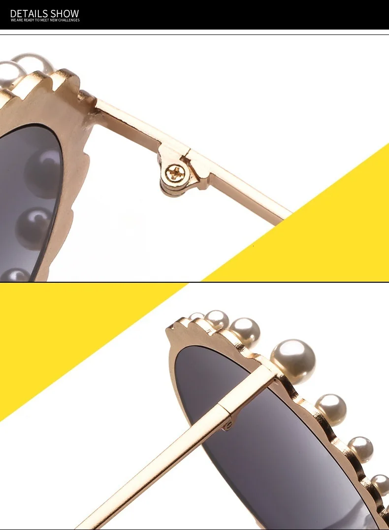 Luxury Beads Round Sunglasses Women Fashion Alloy Frame Brand Pearls Designer Sun Glasses For Female Brown Shades UV400 New