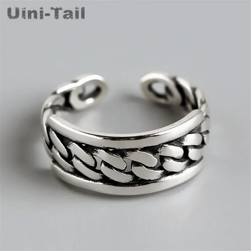 

Uini-Tail, хит продаж, новинка, серебро 925 пробы, широкое кольцо с открытым носком, модное ретро многослойное кольцо на бретельках, оптовая продаж...